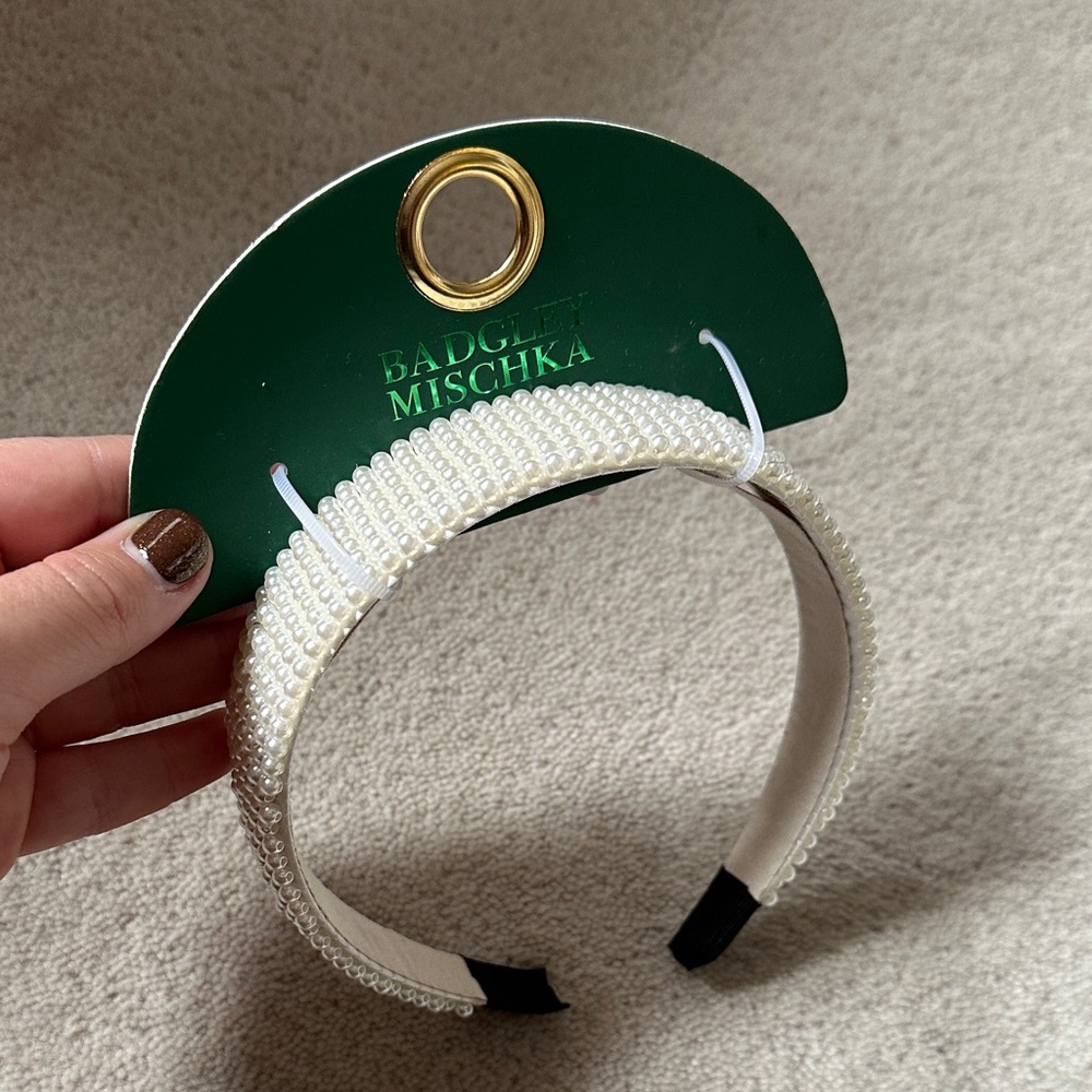 Badgley Mischka Ivory Pearl Embellished Headband